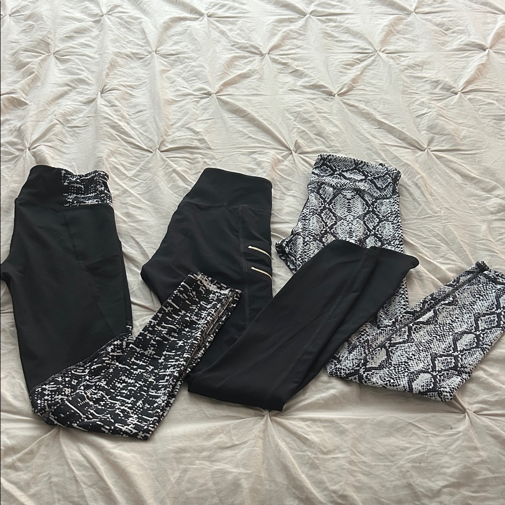 Stylish Black and Patterned Leggings Set